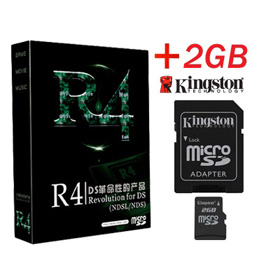R4 Revolution R4DS w/ 2GB Kingston MicroSD Card + Free USB Charge Cable 