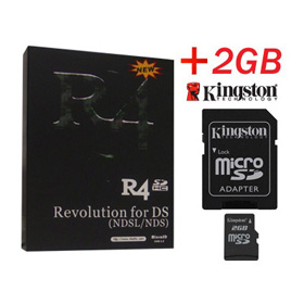 R4 SDHC w/ 2GB Kingston MicroSD Card + Free USB Charge Cable 