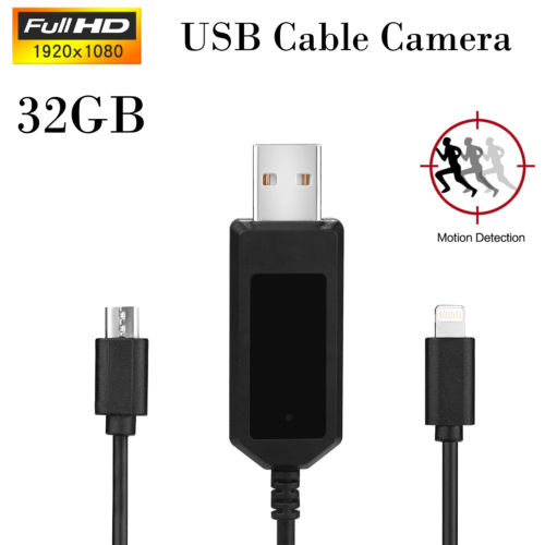 1080P 32GB Spy USB Cable Camera Phone Charge Cable Motion Detection Video recorder Camcorder