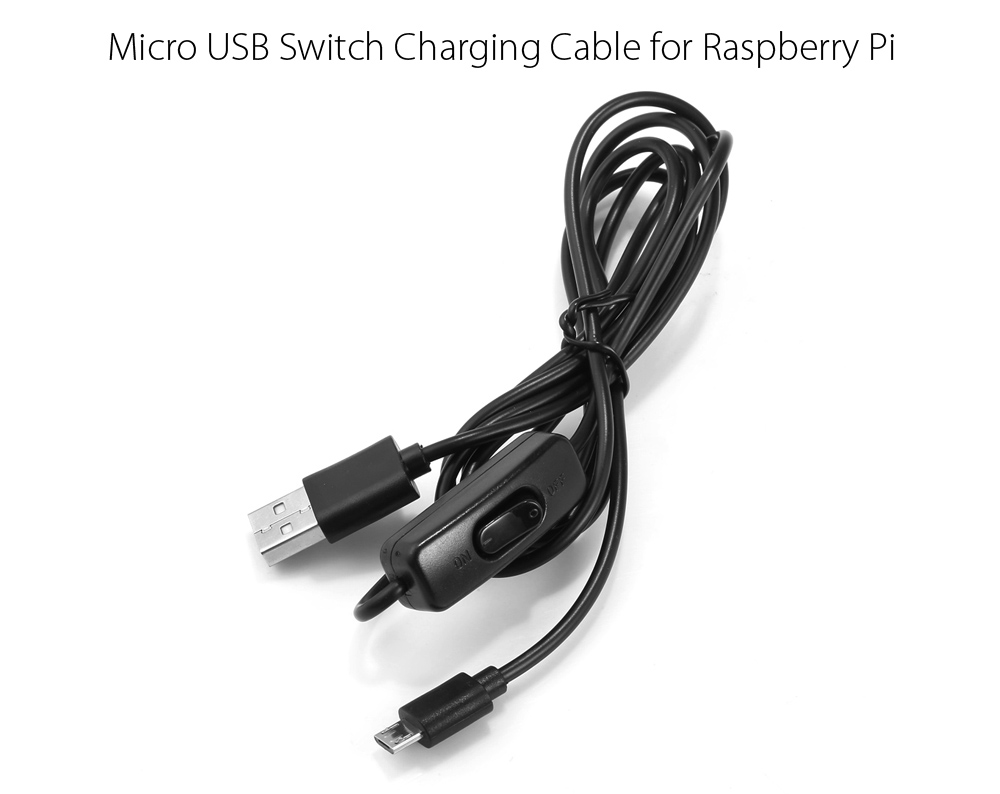 1.5m 5V 2A Micro USB Switch Charging Cable for Raspberry Pi - BLACK